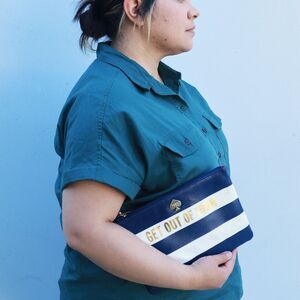 NWT Kate Spade "Get Out of Town" Gia Clutch Navy Cream